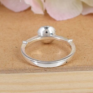 Wholesale Natural Blue Topaz Faceted Round Gemstone Pure <b>925</b> Sterling <b>Silver</b> Prong Setting Solitaire <b>Ring</b> For Women Fine Jewelry - Product Image 2