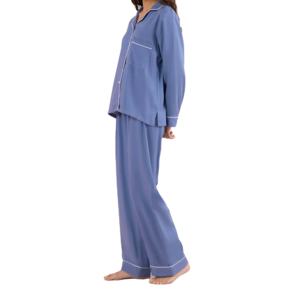 Conjunto de Pijama de Dos Piezas de Satén Personalizado para Mujer, Manga Larga, Ropa de Dormir para Primavera y Verano - Product Image 3
