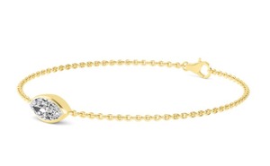 Pulsera de Cadena con Diamante Cultivado en Laboratorio, Corte Marquesa, Solitario con Bisel, 1.00 CTW, Oro Rosa de 9K - Product Image 4