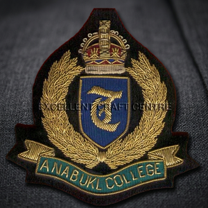 Anabukl College Embroidered Cap Badge <b>Sew</b>-On Fabric Patch With Crown And Laurel Wreath For Uniform Garment - Product Image 3