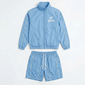 Conjunto de Pantalones Cortos y Chaqueta Cortavientos con Cierre Completo y Cuello Alto para Hombre, Estilo Vintage, Nueva Llegada 2026, OEM, Secado Rápido - Product Image 1