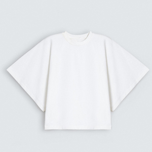 Camisetas tipo murciélago para mujer, de corte holgado, cuello redondo, estilo casual, para verano, se aceptan marcas privadas. - Product Image 1