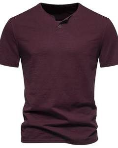 เสื้อยืดคอกว้างแขนสั้นผู้ชาย สีพื้น ผ้าถัก สไตล์ลำลอง ทรงเข้ารูป ผ้าฝ้าย 100% พิมพ์ลายสกรีนด้านหน้า  เป็นมิตรต่อสิ่งแวดล้อม - Product Image 2