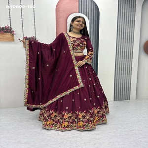 Nuevo conjunto de lehenga-choli y dupatta de chinon con bordado y cordón, para uso ocasional, a precio de mayoreo. - Product Image 1