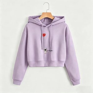 Custom <b>Grey</b> Long Sleeve <b>Zipped</b> Ribbed Crop <b>Hoodie</b> <b>Women</b> Embroidered Design Plus Size Cropped <b>Hoodie</b> Formal Lined Style - Product Image 4