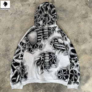 เสื้อฮู้ดซิปผู้ชายแบบสั่งทำพิเศษ ทรงปกติ น้ำหนักเบา เหมาะสำหรับฤดูใบไม้ผลิ คุณภาพสูง ผลิตจากผ้าเทอร์รี่โพลีเอสเตอร์ 100% พิมพ์ลาย - Product Image 2