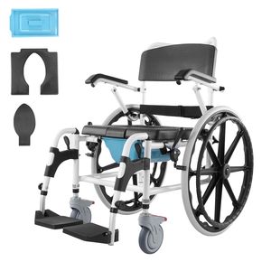 Silla de Ducha Moderna de Aleación de Aluminio de 17.5 Pulgadas, Silla de Ducha Rodante Ajustable con Freno, Ancho de 17.5 Pulgadas - Product Image 1