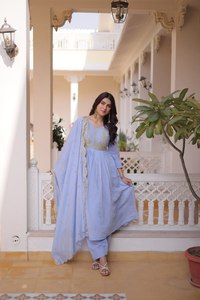 Conjunto de Kurta y Pantalón de Seda Chanderi Pura para Mujer, Diseño Moderno, Kurti con Salwar Kameez Estilo Pakistaní, Traje Étnico - Product Image 5