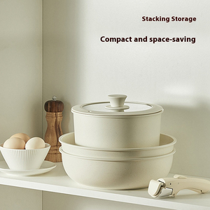 Elegant Granite Coated Non Stick Cookware Set Featuring Multi Size Frying Pans Stock <b>Pots</b> And Sauce Pans Heavy Duty - Product Image 3