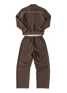 Ensemble de survêtement unisexe noir avec veste zippée intégrale et poches latérales, et pantalon à cordon de serrage, respirant, décontracté, pour l'automne - Product Image 6