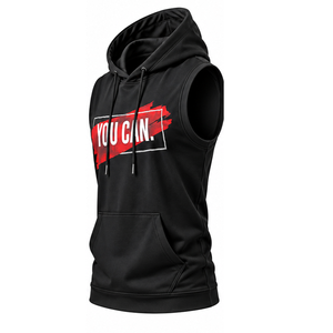 Sweat-shirt à capuche sans manches en molleton de coton pour hommes, vêtements de fitness, fabrication sur mesure, OEM ODM, sweat-shirt sans manches pour hommes - Product Image 6