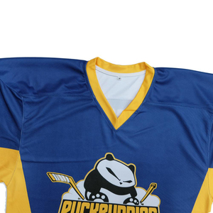 Maillot de hockey sur glace pour homme de haute qualité, 100% polyester, sublimé, antibactérien, broderie 3D, col en V, 220g, personnalisable - Product Image 3