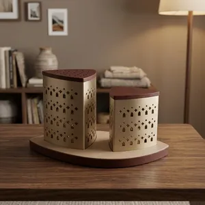 Ensemble d'encensoirs en métal faits à la main avec base en bois, doté d'un design ajouré unique, élégant, à double tour, pièce décorative pour la maison - Product Image 5