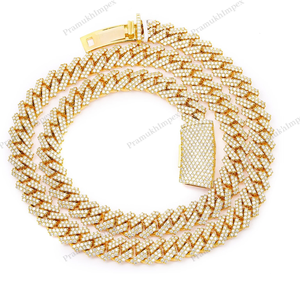 Cadena Cubana Elegante de 12MM y 22 Pulgadas, Chapada en Oro Rosa/Amarillo/Blanco sobre Plata de Ley 925, con Cierre Extensible, Estilo Hip Hop - Product Image 2