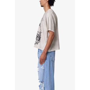 T-shirt homme col rond manches courtes avec motif botanique et texte sur le devant, coupe ample, style streetwear, vente en gros, personnalisable, OEM, en jersey de coton - Product Image 5