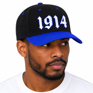Casquette de baseball brodée Phi Beta Sigma noir et bleu roi 1914 pour homme, ajustable, structurée, à visière incurvée, style grec, pour le sport ou comme casquette de papa - Product Image 1