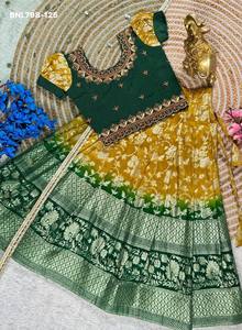 Excellent Quality Pure Silk with Weaving work & Shaded Lehenga-Taffeta Silk Choli & <b>Net</b> <b>Dupatta</b> Supplier from India - Product Image 4