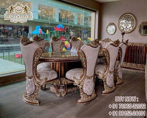 Kingdom – meubles de salle à manger de Villa de luxe, finition or Royal, meubles de salle à manger, fabuleux ensemble de Table à manger Baroque sculpté à la main - Product Image 3