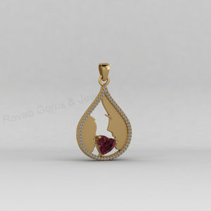 Colgante de Plata 925 con Granate Rojo de 7mm en Forma de Corazón, Diseño Exclusivo con Diamantes CZ, Regalo de Joyería Fina para Parejas - Product Image 1