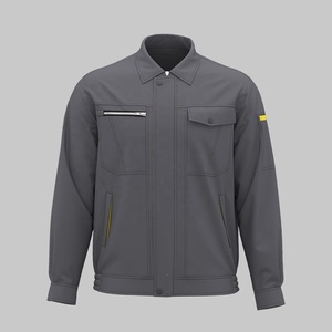 Chaqueta de Trabajo Azul Oscuro con Mangas Amarillas y Cinta Reflectante, Uniforme de Seguridad de Alta Visibilidad para Uso Industrial - Product Image 3