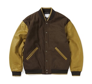 Blousons universitaires en laine pour hommes, vente en gros, streetwear, hiver, manches en cuir, vêtements de sport décontractés - Product Image 1