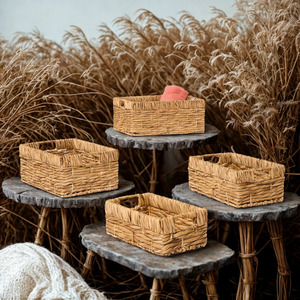 Water Hyacinth Vintage Style <b>Rectangle</b> Shape Sustainable Woven Storage <b>Bin</b> for Home Decor Popular Natural Fiber for Global - Product Image 1