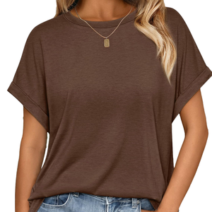 Camiseta cómoda de algodón para mujer, ropa informal de manga corta con estampado liso, estilo hip hop, para uso diario - Product Image 5