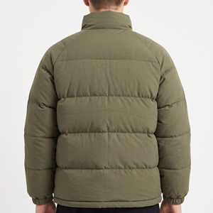 HAWK EYE Veste matelassée unisexe vert olive, col montant, fermeture éclair, coupe-vent, manteau d'hiver, style décontracté, rembourrage épais en polyester - Product Image 6