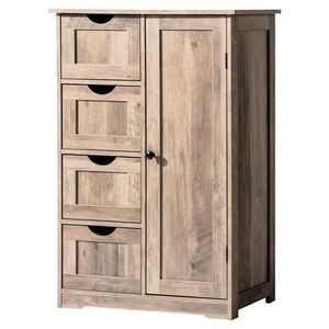 Mobile Bagno in MDF Grigio Lavato con Rivestimento in Melamina, 4 Cassetti e 1 Anta, 80cm, 56*30*30cm - Product Image 4