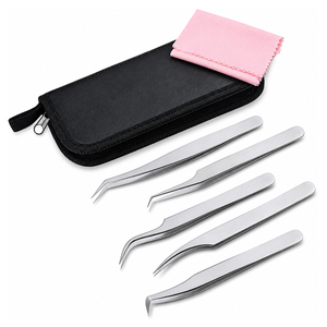 Gold Eyelash Tweezers Set with Case Portable Precision Metal Tools for <b>Lash</b> Extension Beauty Tool - Product Image 1