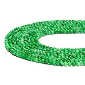 Perles rondes en jade vert naturel, 14,5 pouces, brin complet, perles lisses et détachées pour la fabrication de bijoux, collier, bracelet - Product Image 2