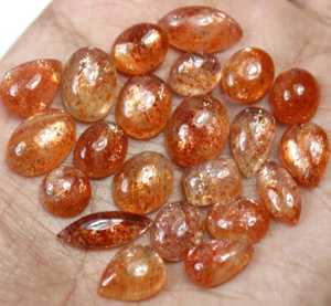 Aligemstones Cabochons de pierre de soleil naturelle certifiée IGI, formes variées, polis, orange/rouge, 6x8-10x12mm, pierres en vrac pour bijoux - Product Image 2