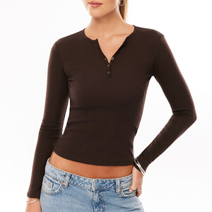 Women's Slim-Fit Crop <b>Top</b> High Slim Fit Long Sleeve V-Neck Eco-Friendly Solid T-shirt for Summer Plaid Print Causal <b>Top</b> - Product Image 6