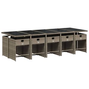 Juego de 10 Muebles de Jardín Plegables Grandes de Ratán Sintético Gris para Patio - Product Image 3