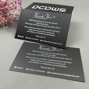 Tarjetas de Agradecimiento de Papel Reciclado Negro Mate de 300 g/m² con Logotipo Personalizado en Espejo Inverso, Cupón de Descuento - Product Image 5