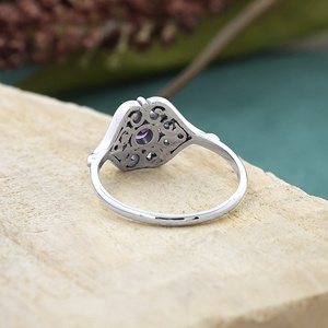 Bagues Vintage en Argent Sterling 925 avec Améthyste, Pierres Précieuses Violettes, Bijoux Anciens Pierre de Naissance de Février pour Femme, Vente en Gros - Product Image 4
