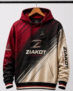Vente en gros directe ZIAKOT INDUSTRY – Sweat-shirt à capuche sportif tendance, personnalisé, noir-cramoisi dégradé, le plus vendu - Product Image 1