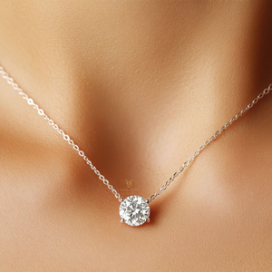 Collar con colgante de diamantes para mujer, corte redondo brillante, diamantes cultivados en laboratorio con certificación IGI, oro de 14K/18K, regalo de aniversario para esposa - Product Image 3