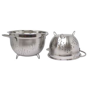 Round Stainless Steel <b>Colander</b> For Washing Leafy Greens Fruits Pasta And Vegetables With Easy Grip Handles - Product Image 5