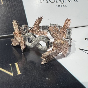 Pulseras de cadena fina chapadas en oro rosa de plata 925 con diamantes IGI certificados estilo hip-hop para hombre - Product Image 2