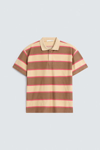 Polo de Hombre con Cierre y Bloques de Color, Manga Corta, Casual, Transpirable, Tejido, Diseño Sólido, Logotipo Frontal con Texto Paris - Product Image 3