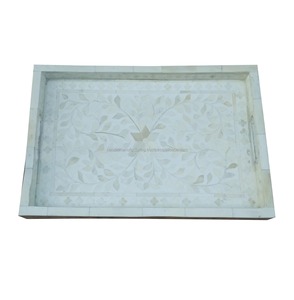 Bandeja Rectangular de Madera Hecha a Mano con Diseño de Mosaico de Conchas y Patrón Floral, Moderna, Multifuncional, Decorativa, Regalo de Boda - Product Image 4