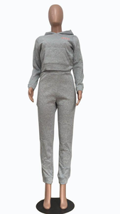 Ensemble de survêtement vert 2 pièces pour femme, manches longues, col montant, cordon de serrage, pantalon de jogging sportif, motif uni, tenue d'automne, antistatique - Product Image 5