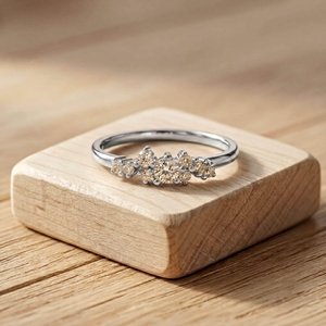 100% Solid Gold Cluster <b>Ring</b> Round Lab Grown Diamond Vintage <b>Stacking</b> <b>Ring</b> Prong Setting Band for Women Wedding & Party Jewelry - Product Image 4