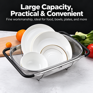 Panier égouttoir extensible en acier inoxydable pour évier, passoire réglable à poser sur l'évier, support de drainage en maille pour légumes, fruits et vaisselle - Product Image 3