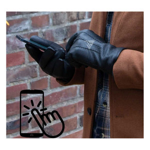 Winter Leather <b>Gloves</b> With Veins For Men Touchscreen Snow <b>Driving</b> <b>Gloves</b> With Fur Lining For Motorcycle <b>Driving</b> - Product Image 5