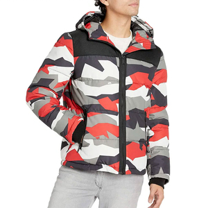 Blouson matelassé homme personnalisé, résistant à l'eau, écologique, léger, coupe-vent, à capuche, zippé, tricoté, uni, style streetwear - Product Image 1