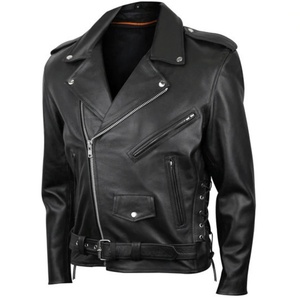 Leather Sheepskin Motorcycle <b>Jacket</b> Winter <b>Fur</b> <b>Lined</b> Plus Size Zipper Windproof Custom OEM ODM Wholesale - Product Image 1