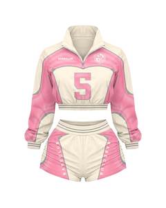 2026 Women's 2-Piece Street Sportswear Set Full-Sleeve T-Shirt and <b>Knee</b>-Length Shorts Breathable Non-Pilling - Product Image 5