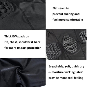 Camiseta de Compresión para Fútbol con Protección Acolchada en Pecho y Hombros, Secado Rápido, Transpirable, Ropa de Alto Rendimiento, Jersey Acolchado para Portero - Product Image 6